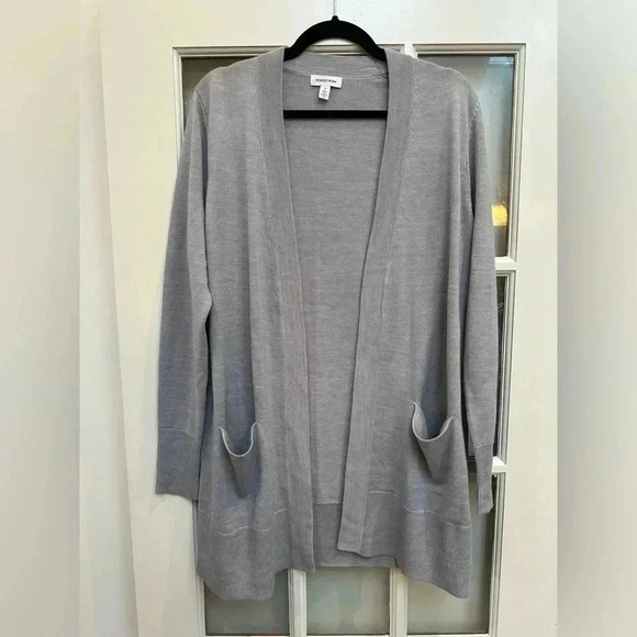 Nordstrom | Grey Everyday Open Front Cardigan Merino Wool Blend Size M Medium - Picture 13 of 14